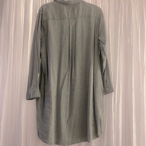 Lands’ End Oxford Long Sleeve Button Front Shirt Dress Light Olive Green NWOT - Picture 11 of 11